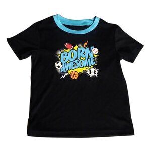 UNDER ARMOUR, BORN AWESOME TEE, COLOR: BLACK, BLUE, MULTICOLOR, SIZE: 3T
